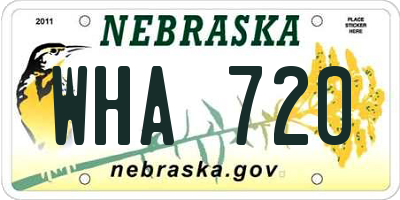 NE license plate WHA720