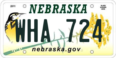 NE license plate WHA724