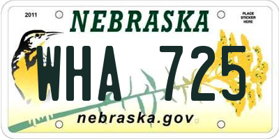 NE license plate WHA725