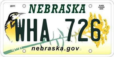 NE license plate WHA726
