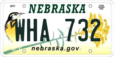 NE license plate WHA732