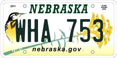 NE license plate WHA753