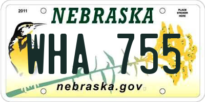 NE license plate WHA755