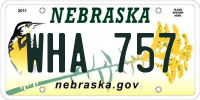 NE license plate WHA757