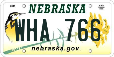 NE license plate WHA766