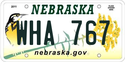 NE license plate WHA767