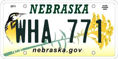 NE license plate WHA771
