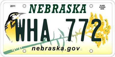 NE license plate WHA772