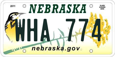 NE license plate WHA774