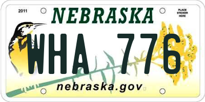 NE license plate WHA776