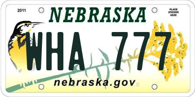 NE license plate WHA777