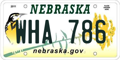 NE license plate WHA786