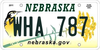 NE license plate WHA787