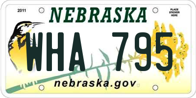 NE license plate WHA795