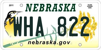 NE license plate WHA822