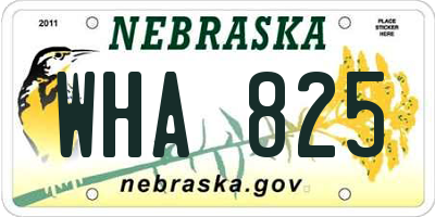 NE license plate WHA825