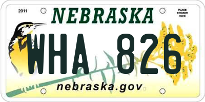 NE license plate WHA826