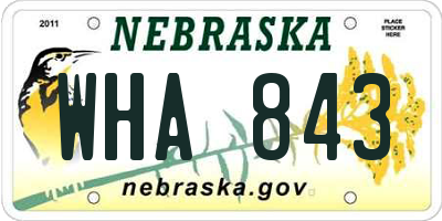 NE license plate WHA843