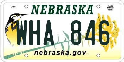 NE license plate WHA846