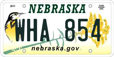 NE license plate WHA854