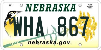 NE license plate WHA867