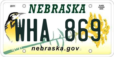 NE license plate WHA869