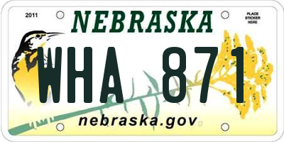 NE license plate WHA871