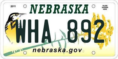 NE license plate WHA892