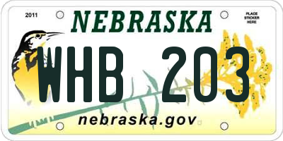 NE license plate WHB203