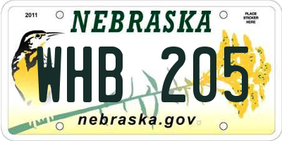 NE license plate WHB205