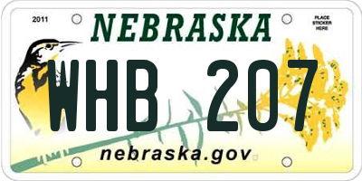 NE license plate WHB207