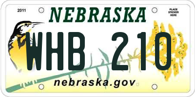 NE license plate WHB210