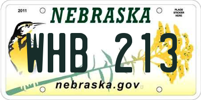 NE license plate WHB213