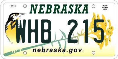 NE license plate WHB215