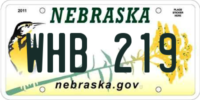 NE license plate WHB219