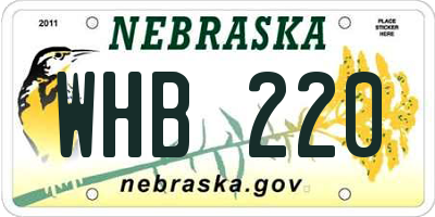 NE license plate WHB220