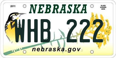 NE license plate WHB222
