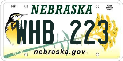 NE license plate WHB223