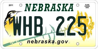 NE license plate WHB225