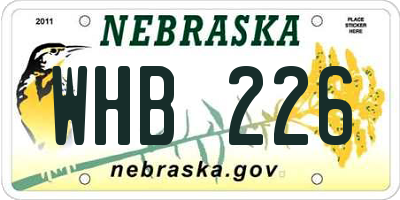 NE license plate WHB226