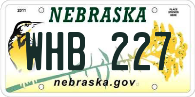 NE license plate WHB227