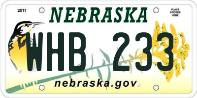 NE license plate WHB233
