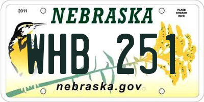 NE license plate WHB251