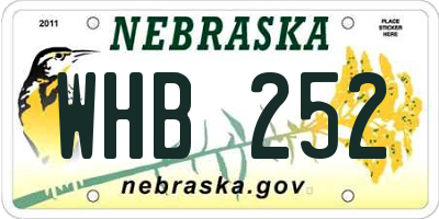 NE license plate WHB252