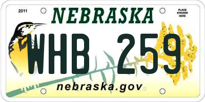 NE license plate WHB259