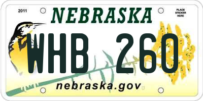 NE license plate WHB260