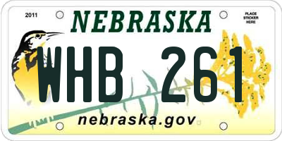 NE license plate WHB261