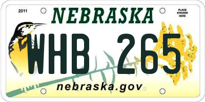 NE license plate WHB265
