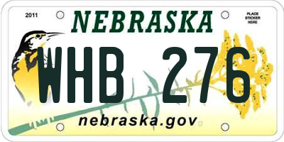 NE license plate WHB276