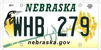 NE license plate WHB279